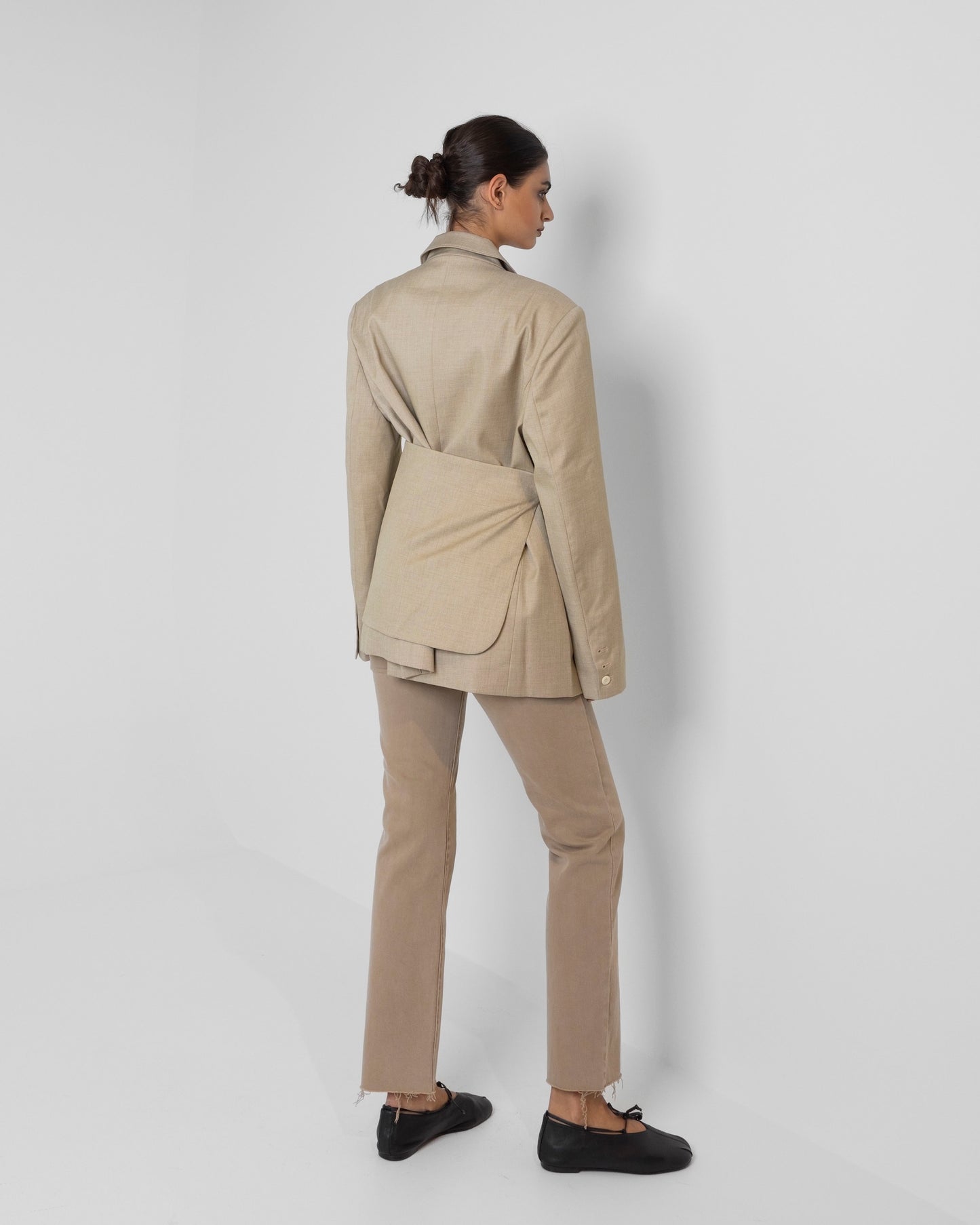 Beige Blazer with Skirt Belt