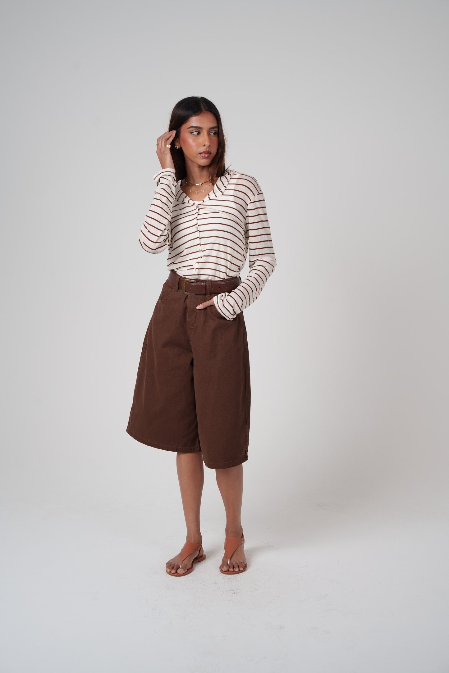 Denim Bermuda with Belt