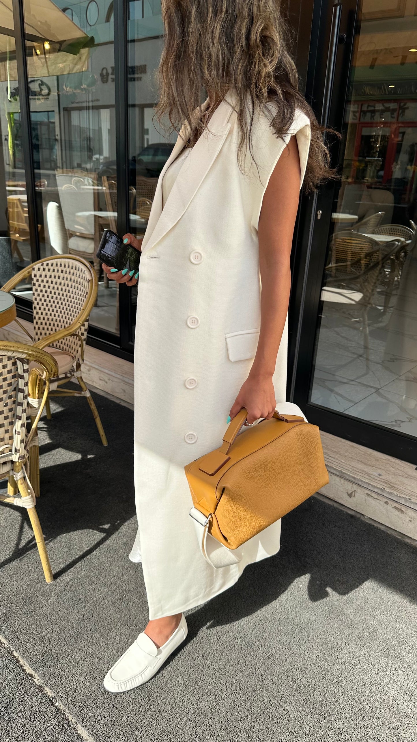 Maxi Oversized Vest (Camel & Cream)