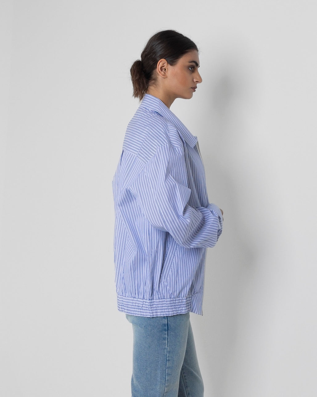 Blue Striped Zipped Shirt