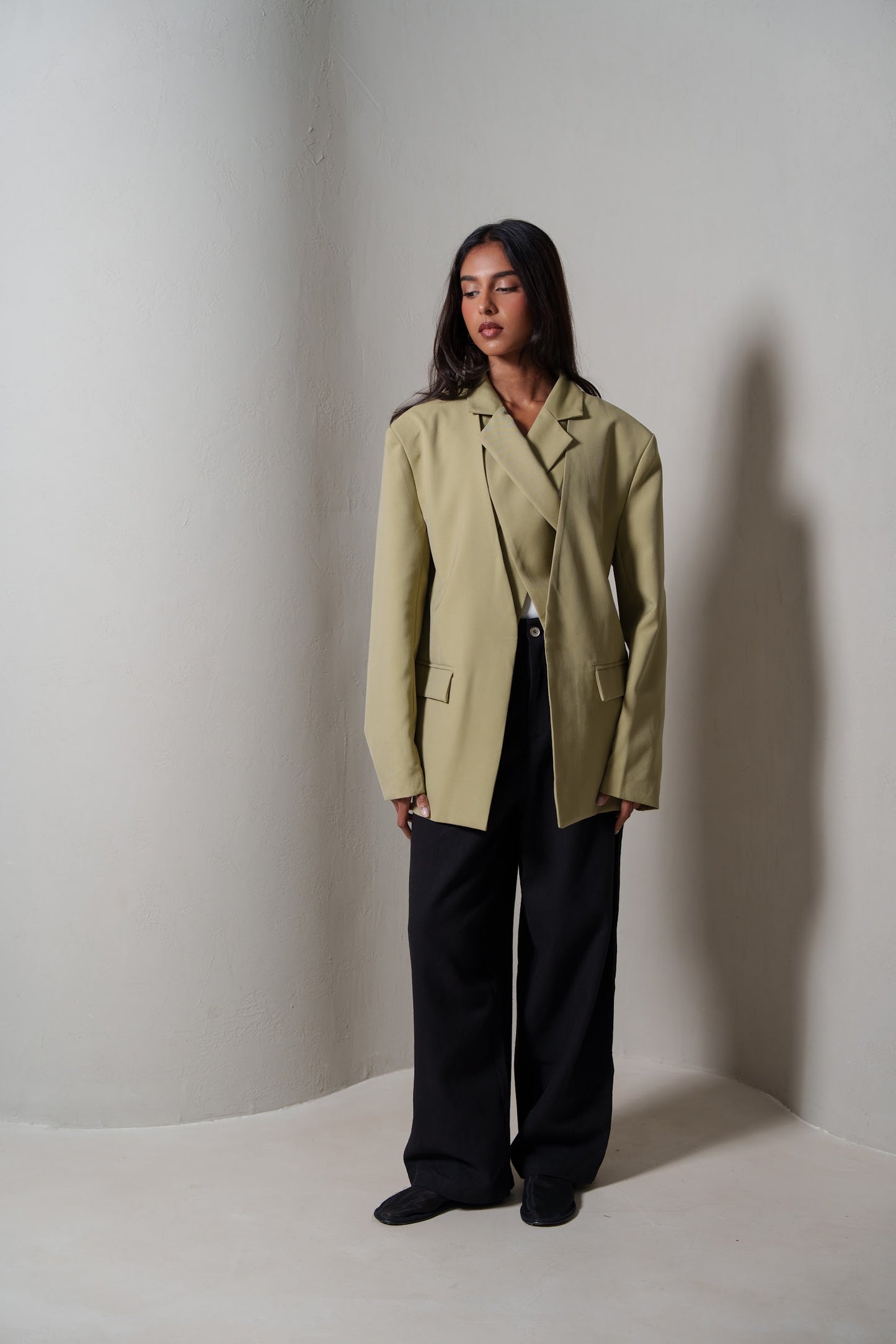 Khaki Blazer with Inner Wrap