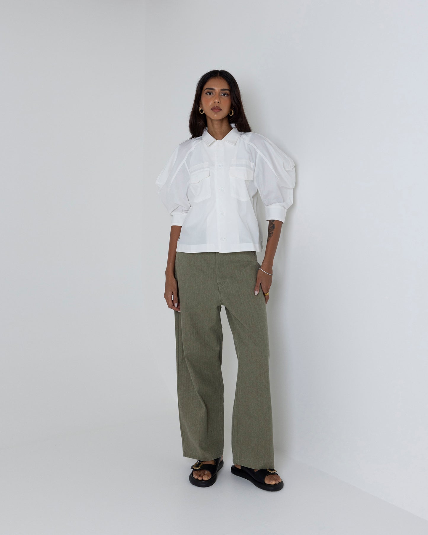 Short White Utility Shirt
