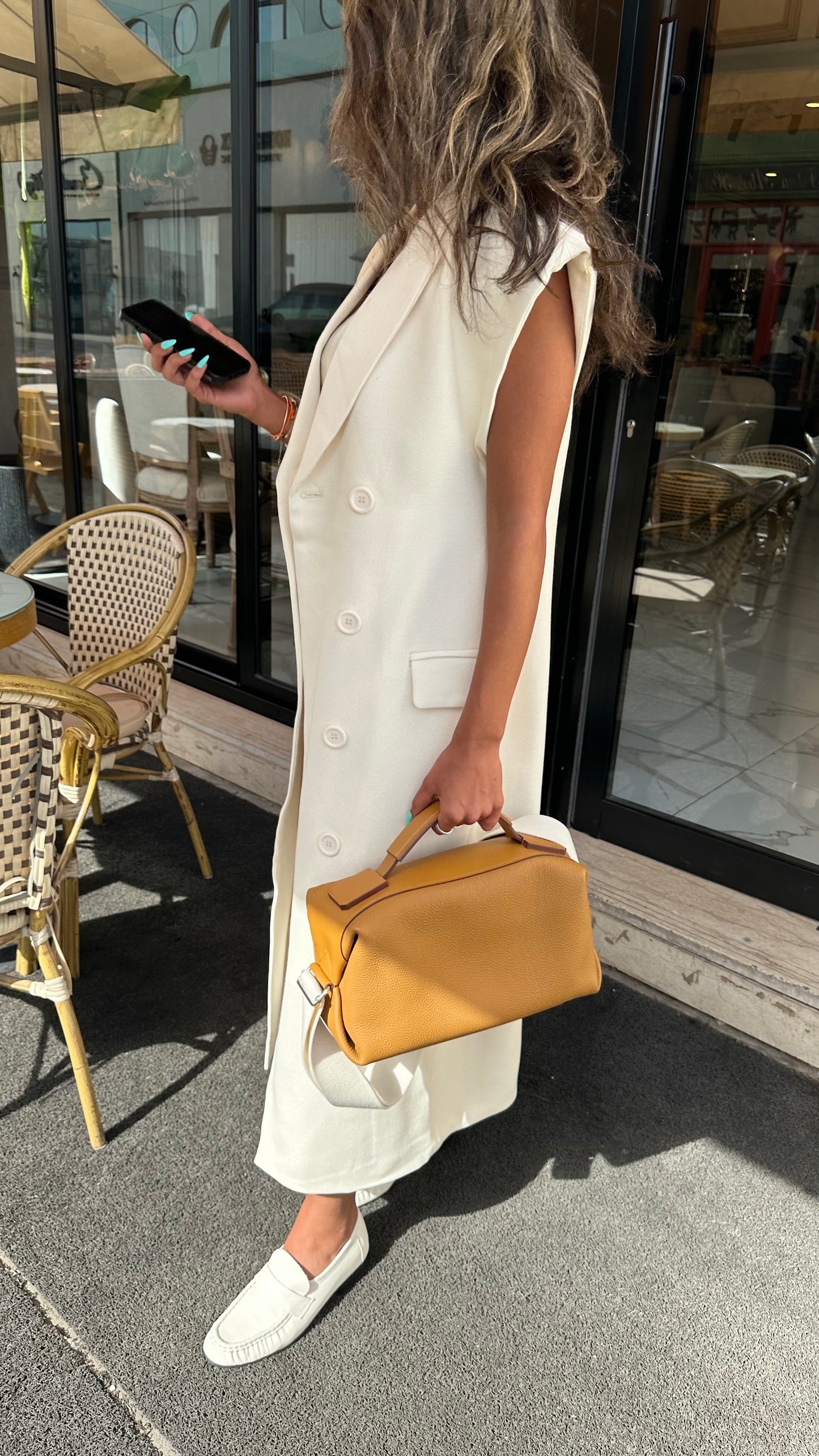 Maxi Oversized Vest (Camel & Cream)