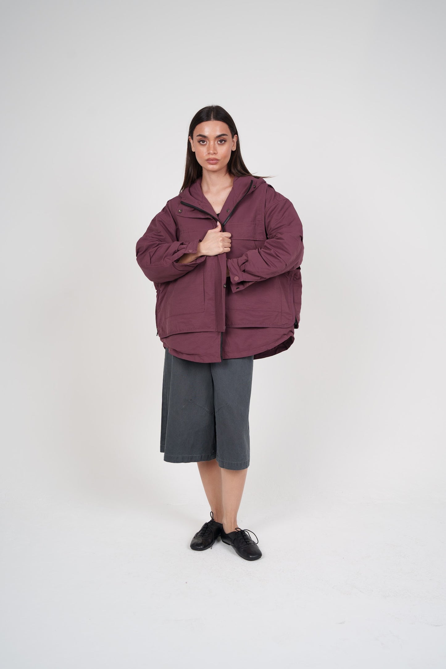 Maroon Hooded Jacket