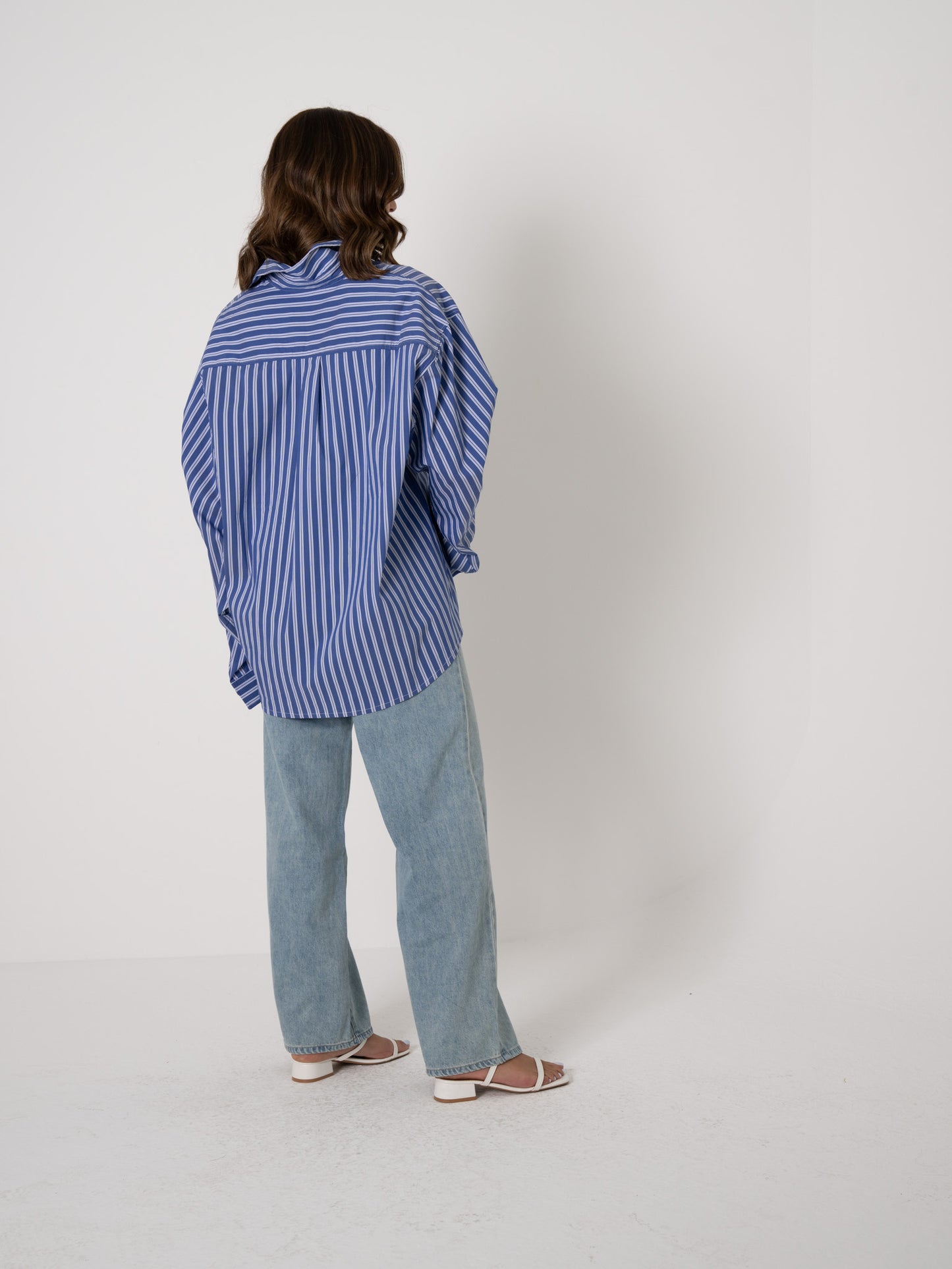 Blue Stripe Shirt with Side Fold