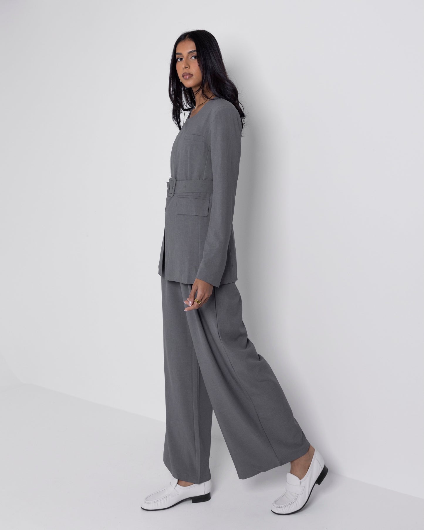 Suit-like Grey Top with Pants (Set)