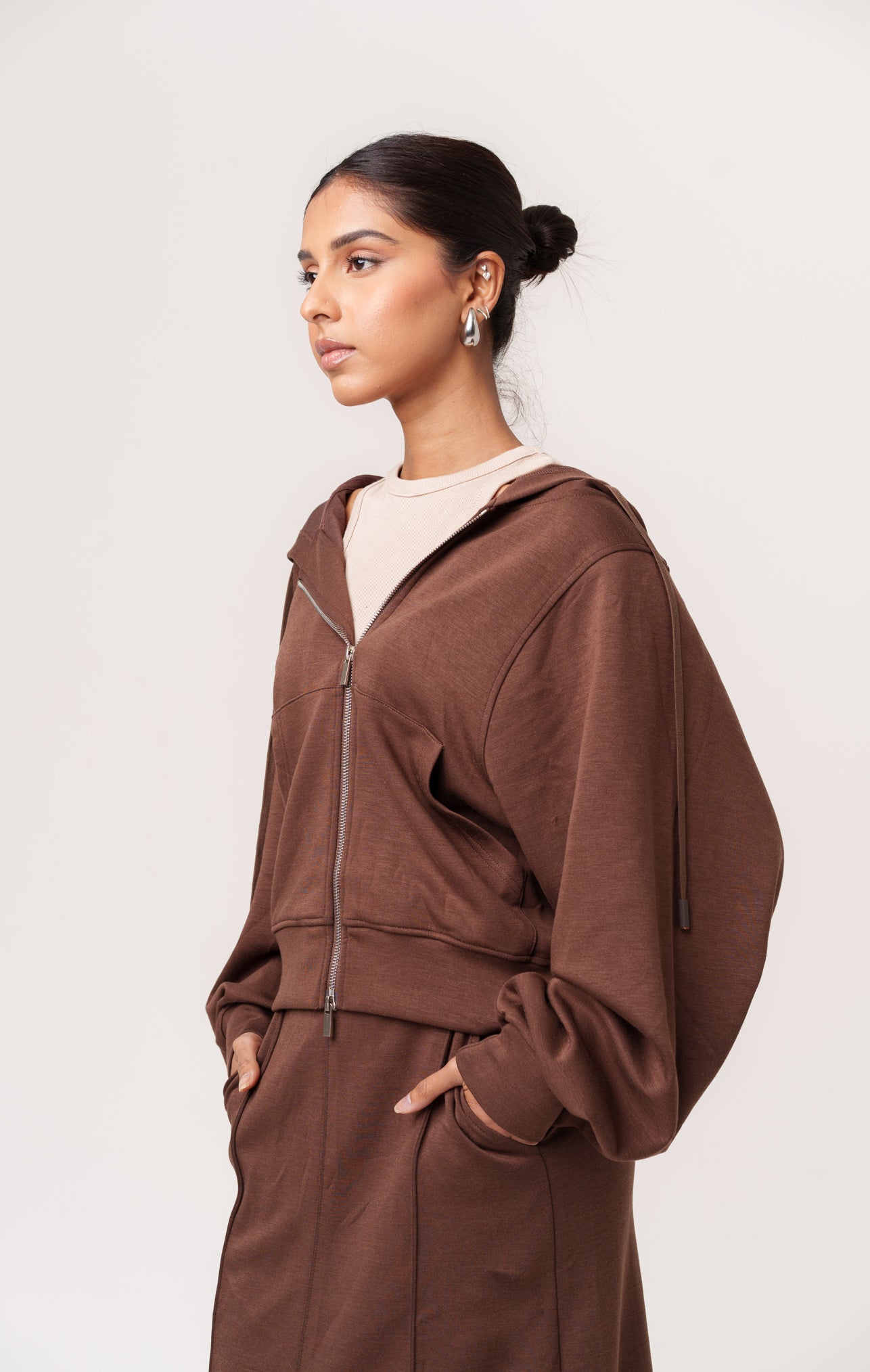 Brown Cotton Skirt Set