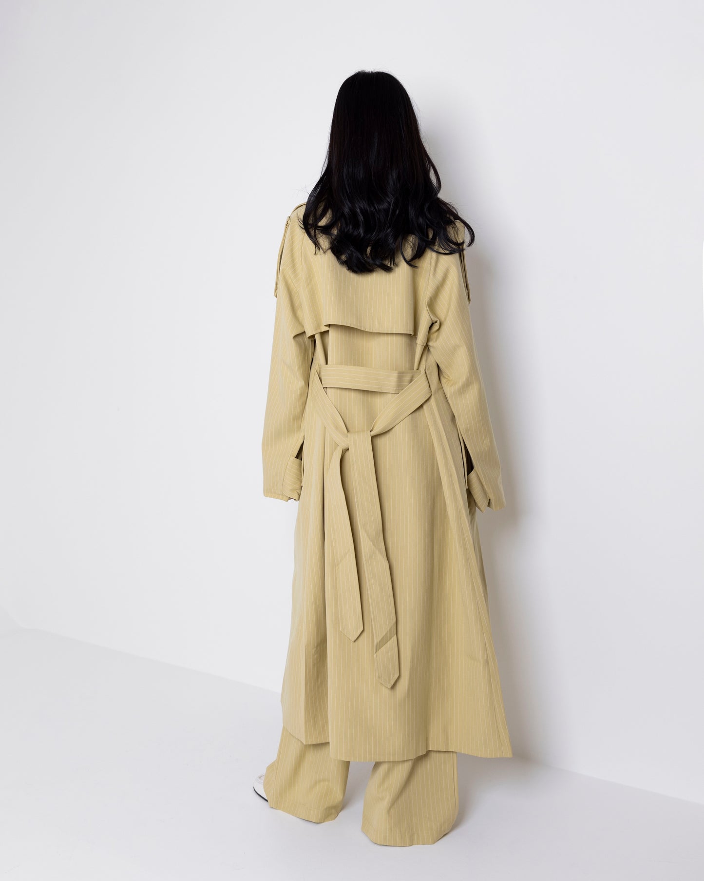 Yellow Striped Trench Set