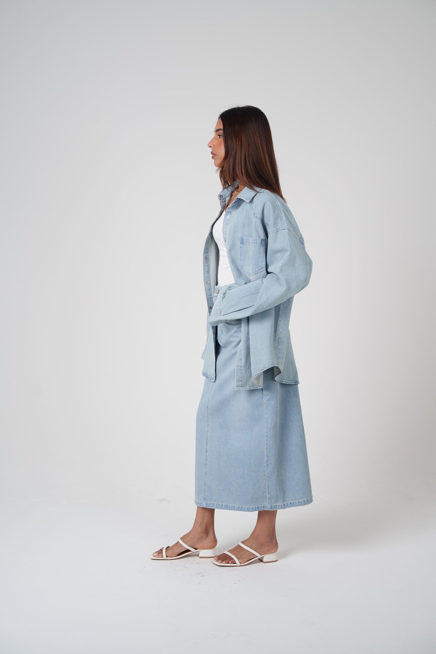 Denim Skirt & Shirt Set