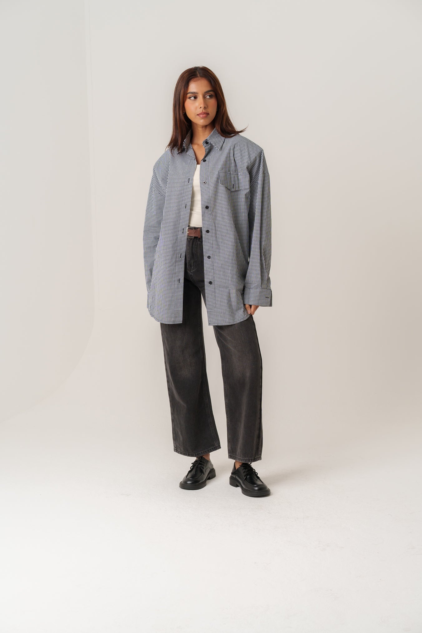 Plaid Padded Shirt with Open Back
