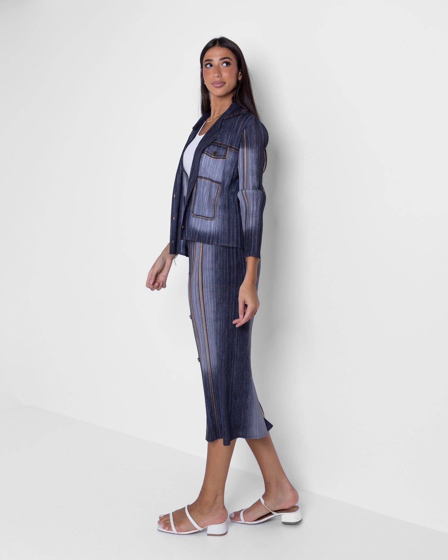 Pleated Denim Effect Set