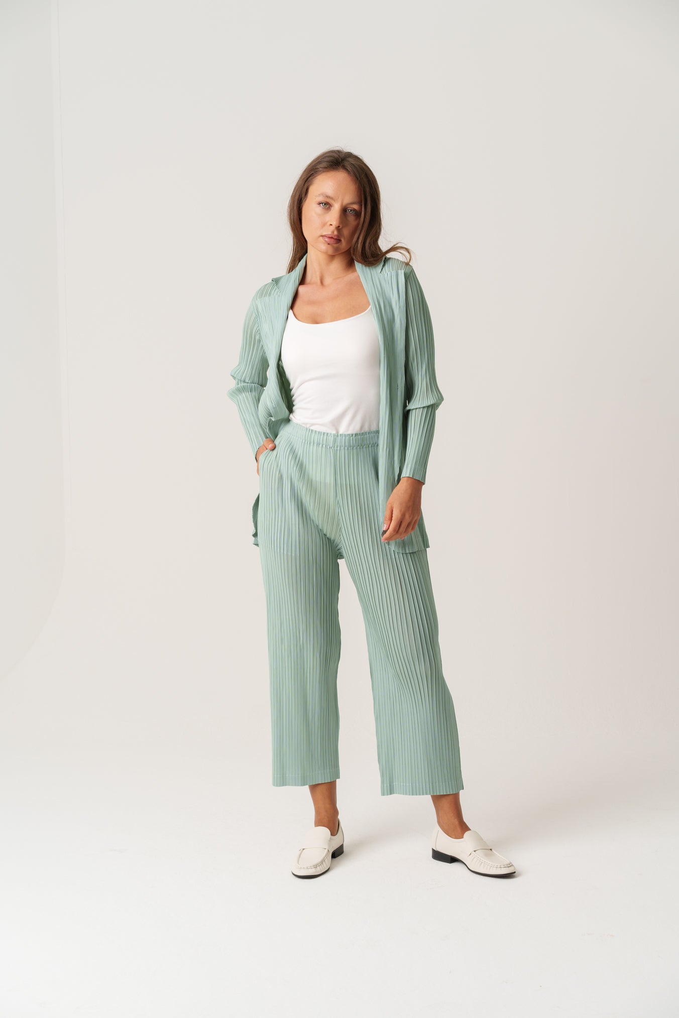 Mint Light Pleated Set