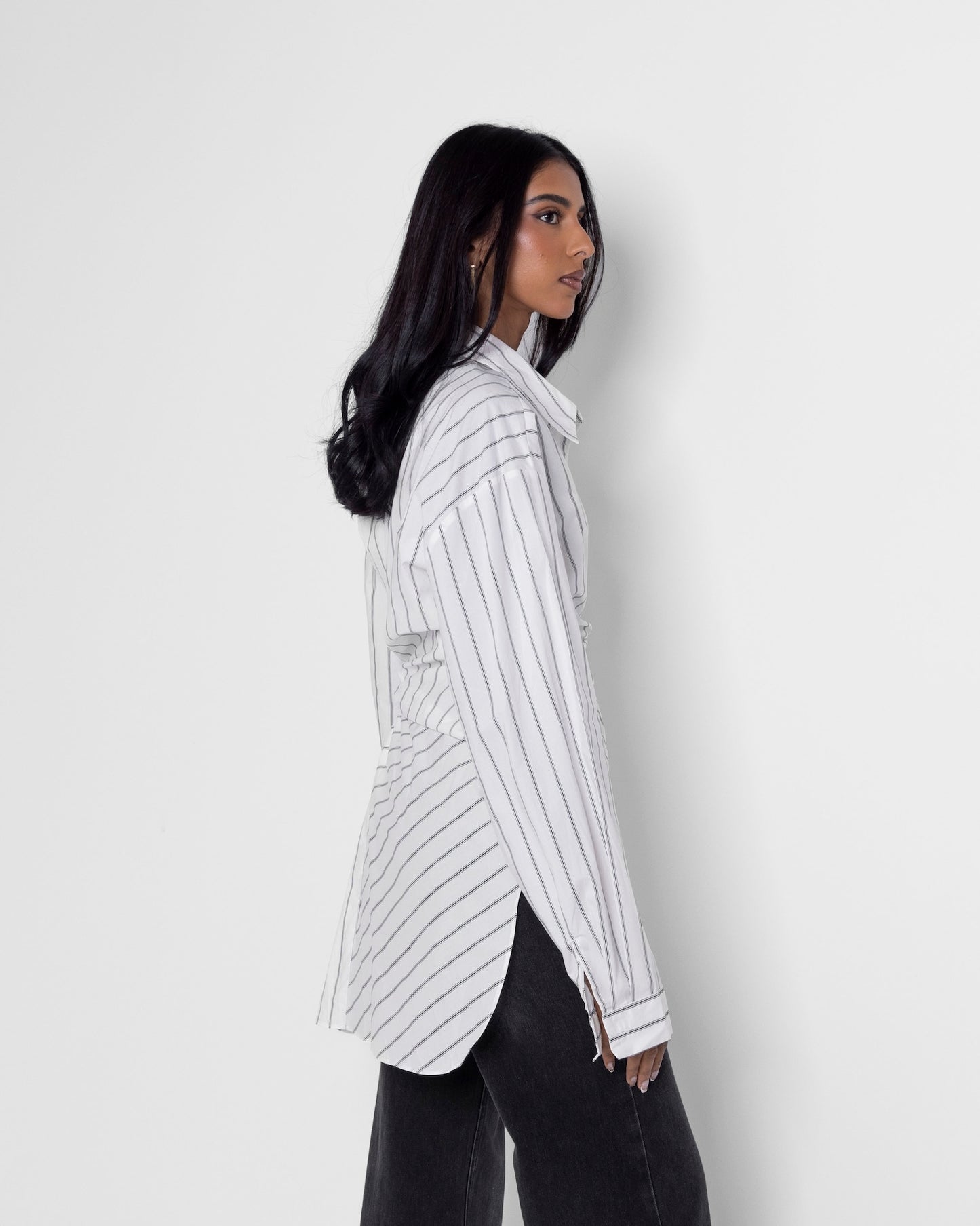 Asymmetrical Striped Collared Top
