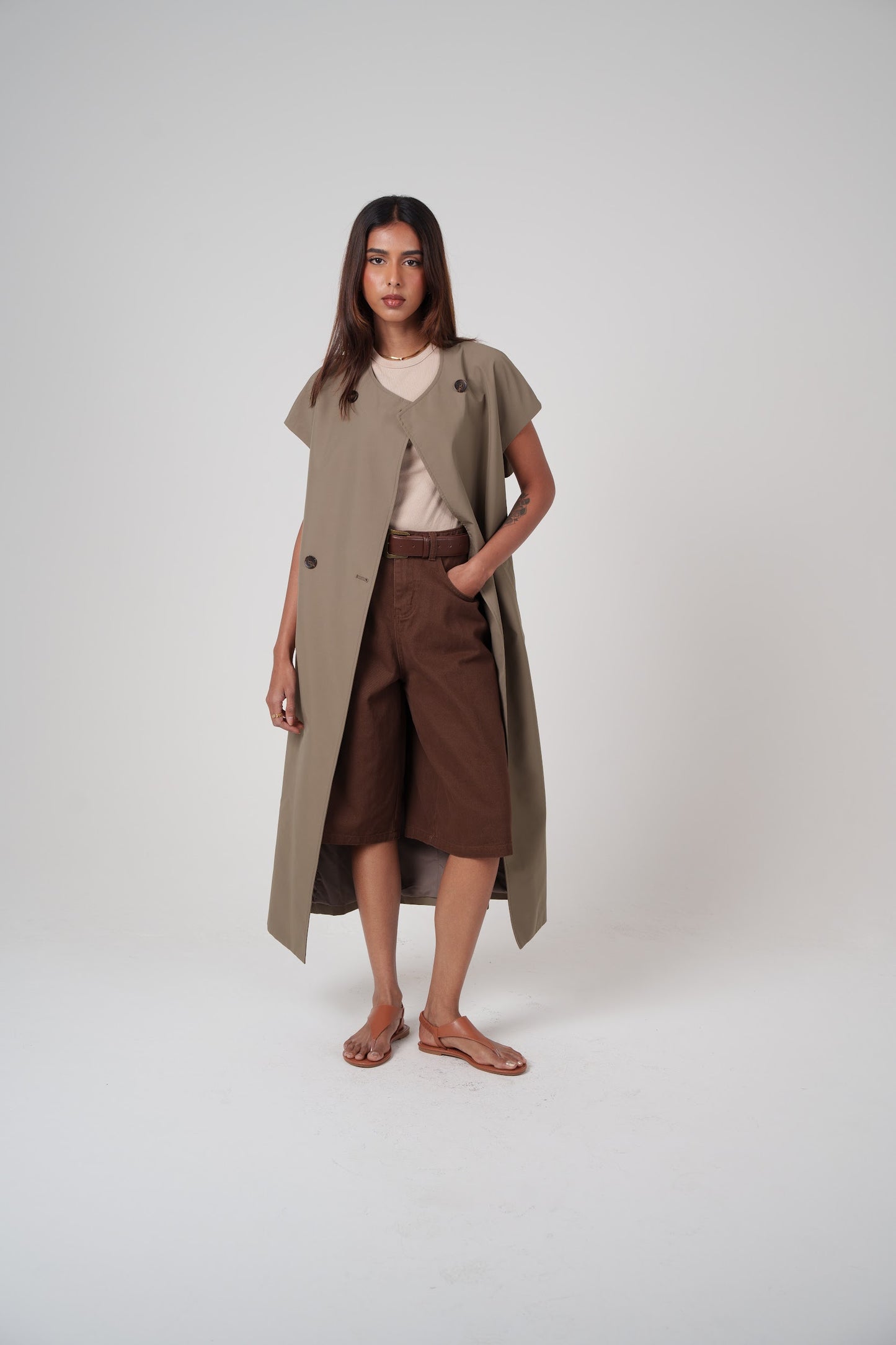 Short Sleeve Khaki Trench