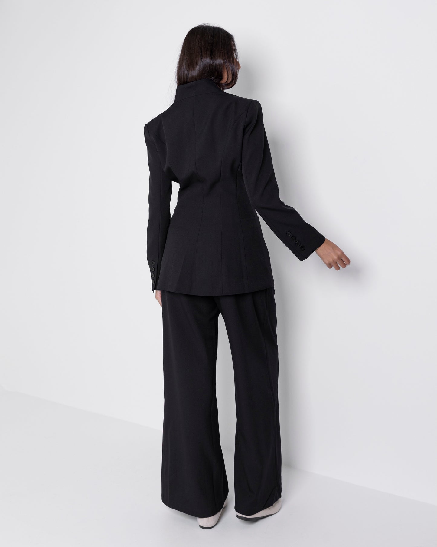 Black Suit Set with Waisted Jacket