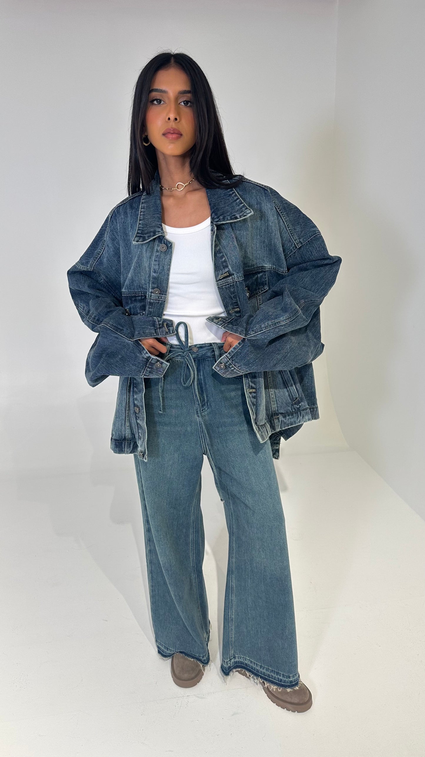 Oversized Reversed Denim Jacket