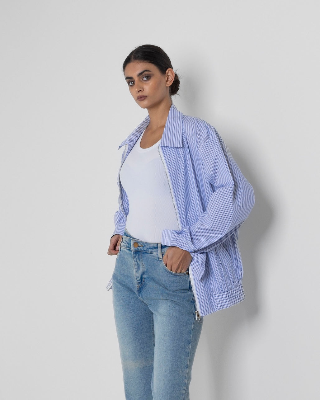 Blue Striped Zipped Shirt