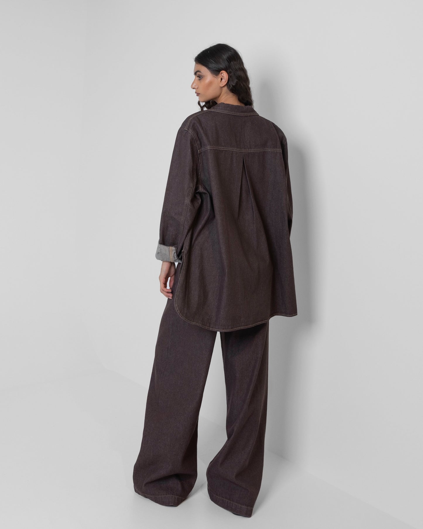 Brown Denim Loose Set