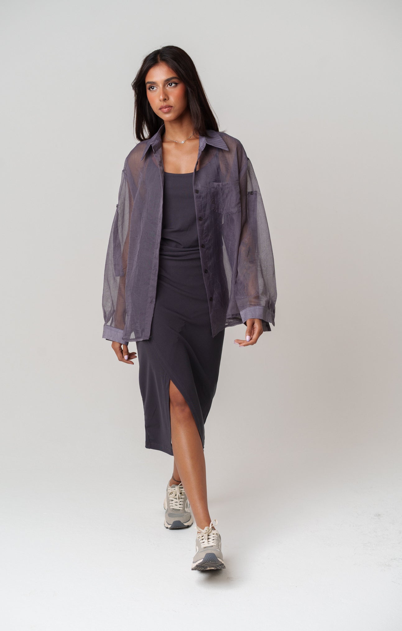 Dress & Sheer Shirt Set