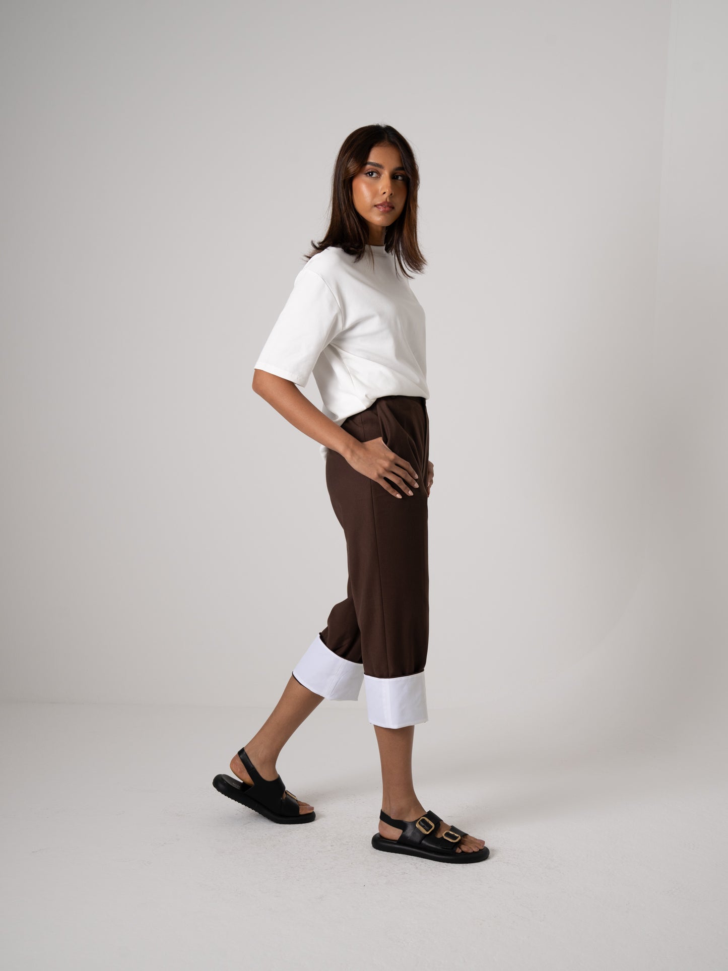 Brown Pants with White Fold