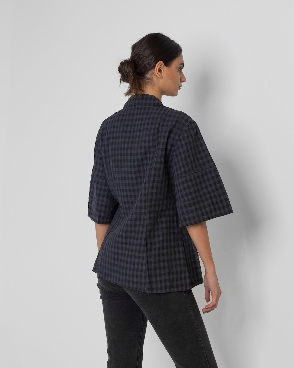 Plaid Short Sleeve Blazer
