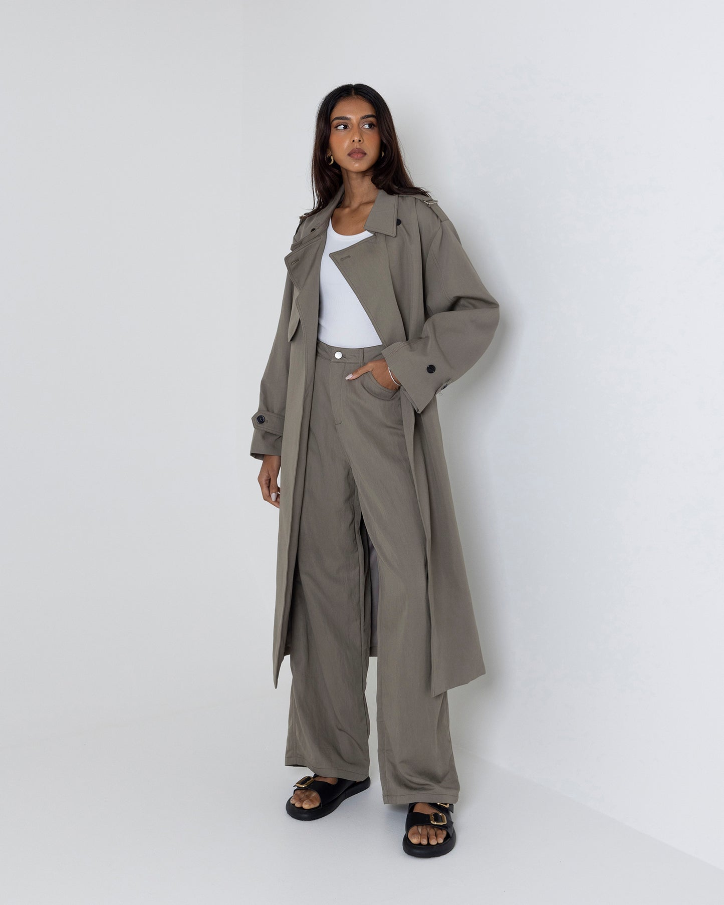 Grey/Khaki Trench Set