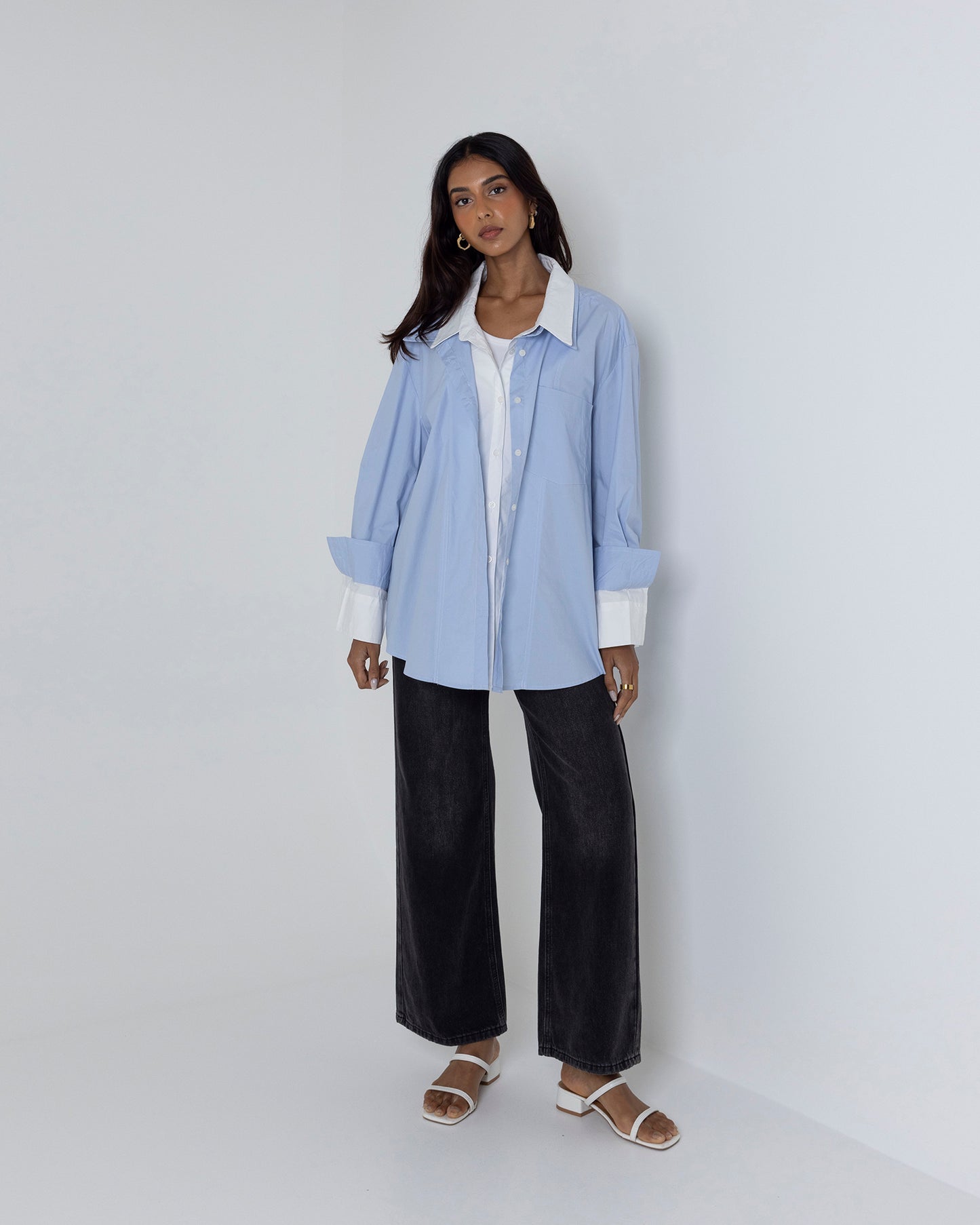 Contrast Collar Shirt