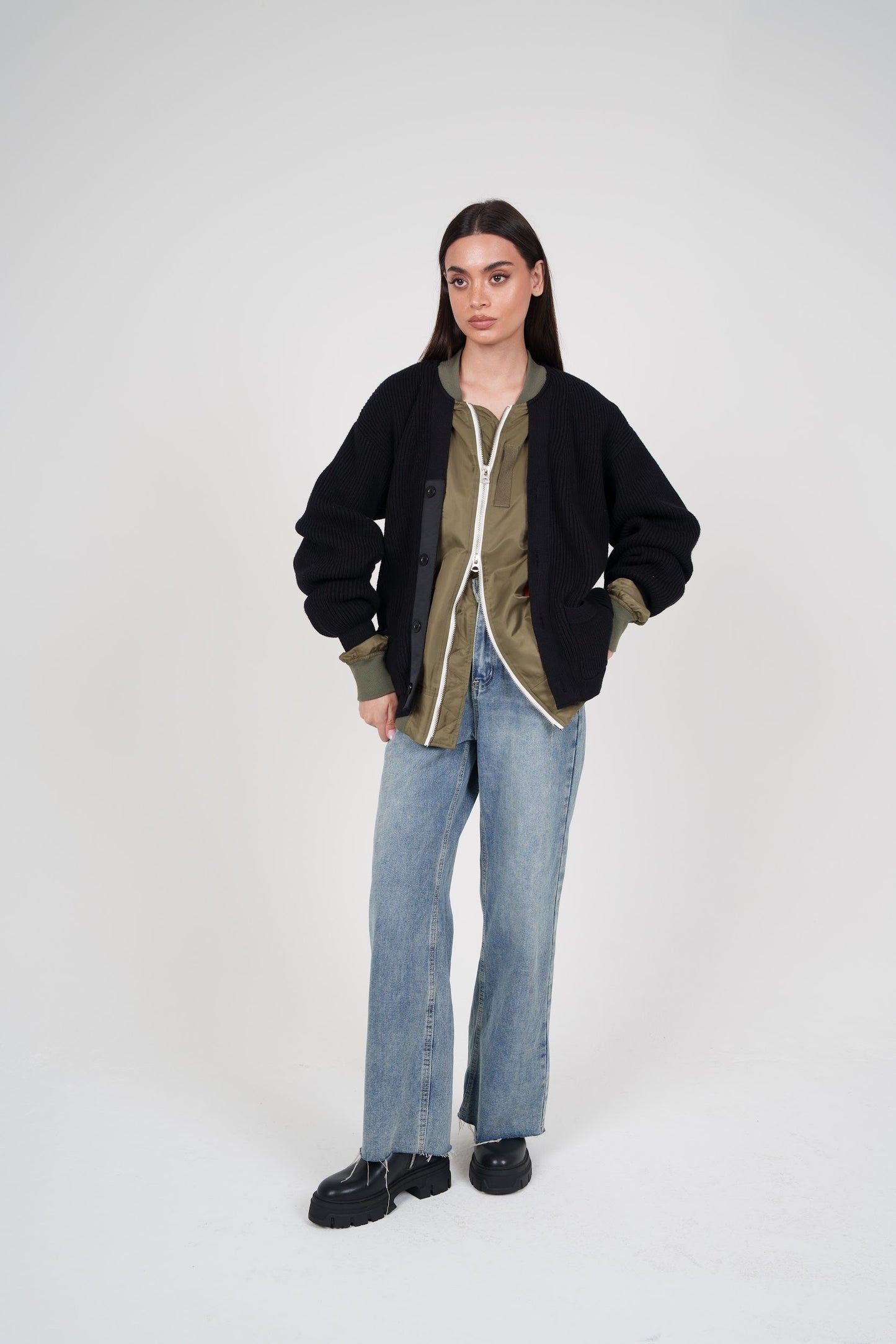 Knit with Bomber Under Attached