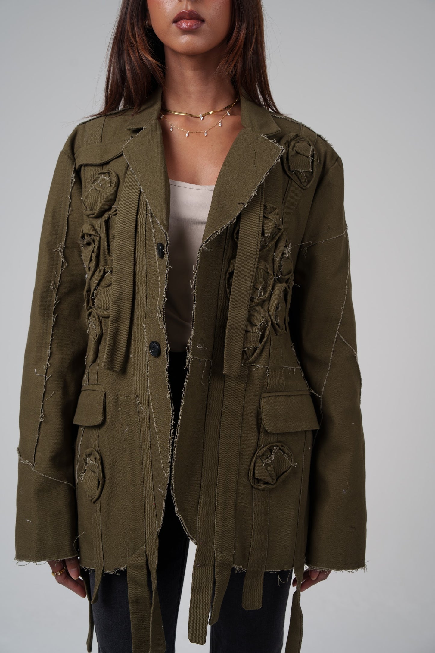 Deconstructed Green Patchwork Blazer
