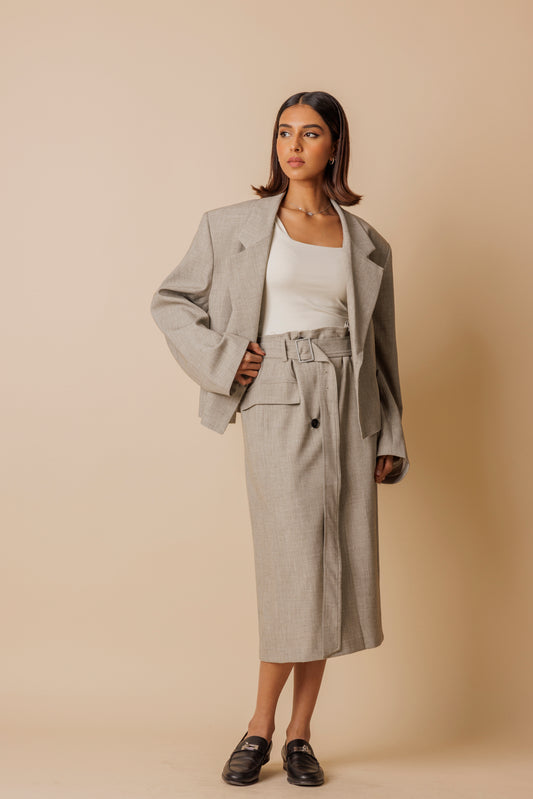 Light Grey Tailored Skirt