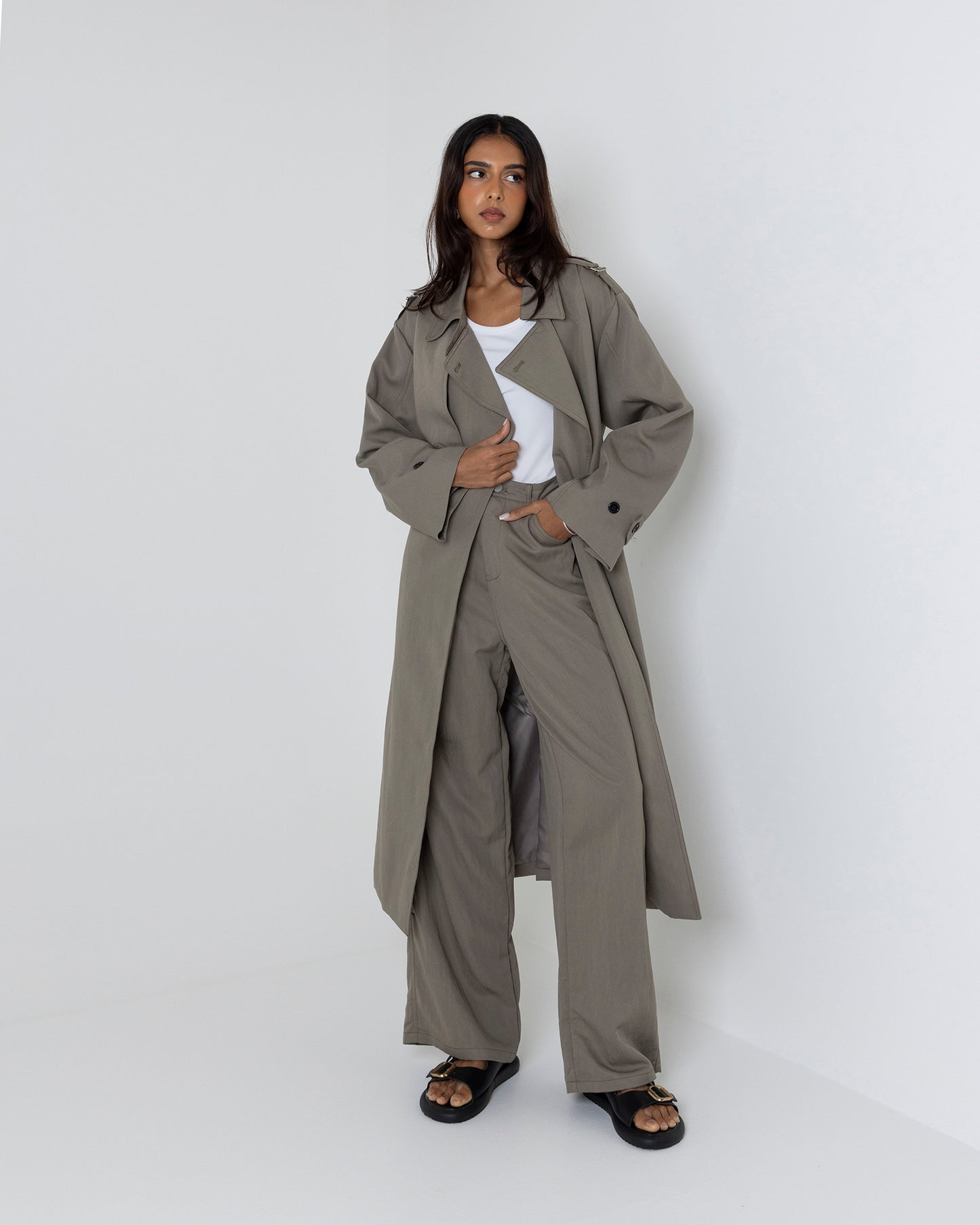 Grey/Khaki Trench Set