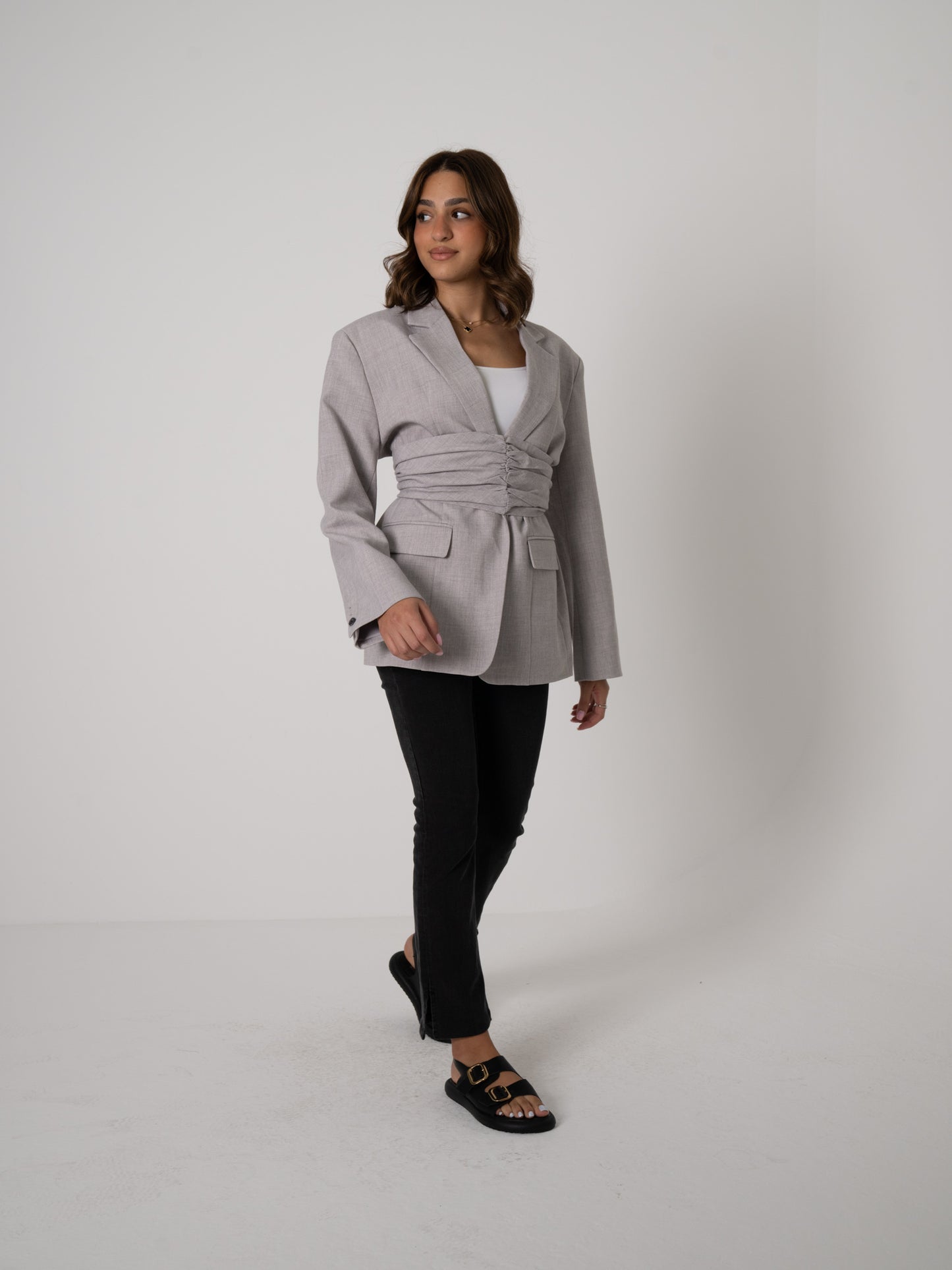 Blazer with Zipper Large Belt