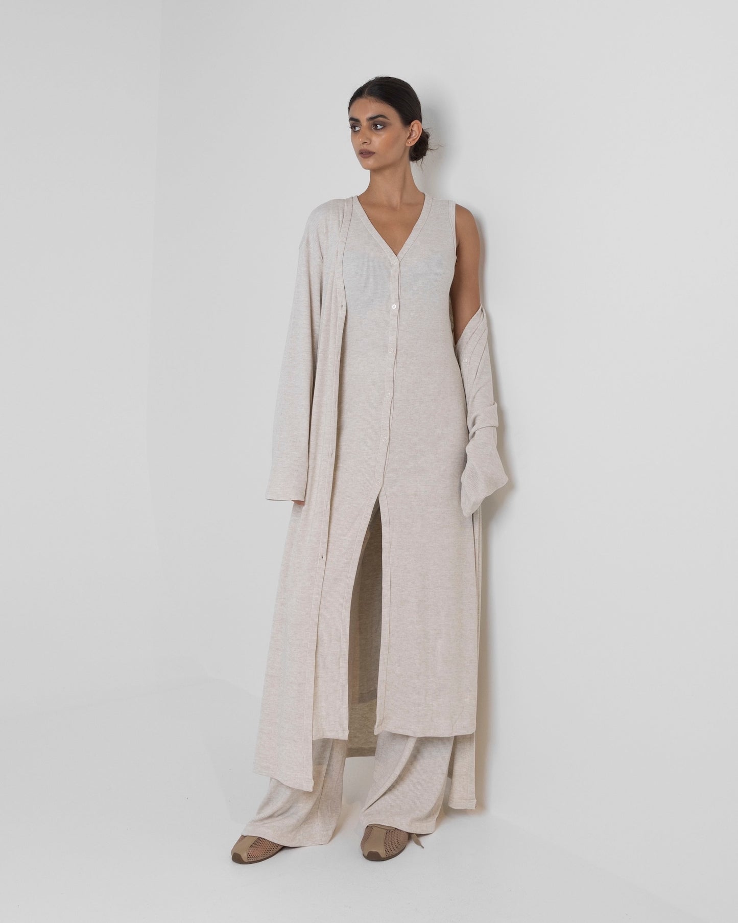 Beige Long Lounge Set