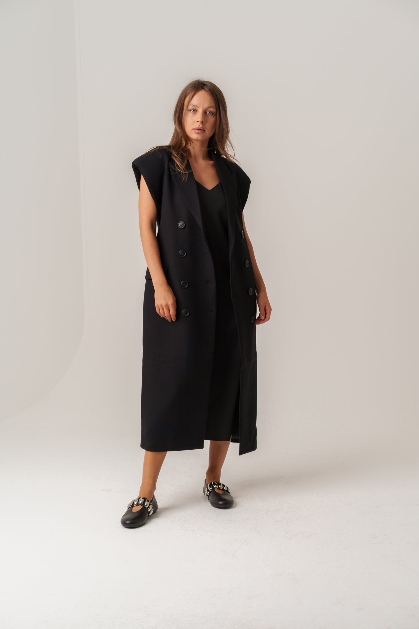Maxi Oversized Vest (Camel & Cream)
