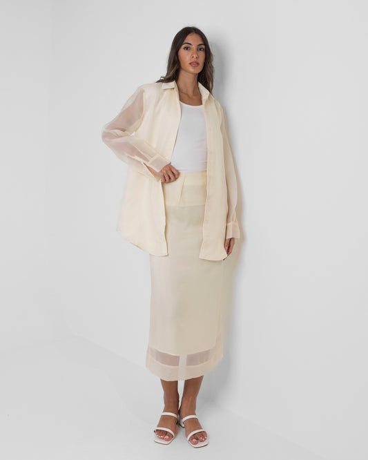 Organza Crème Skirt Set