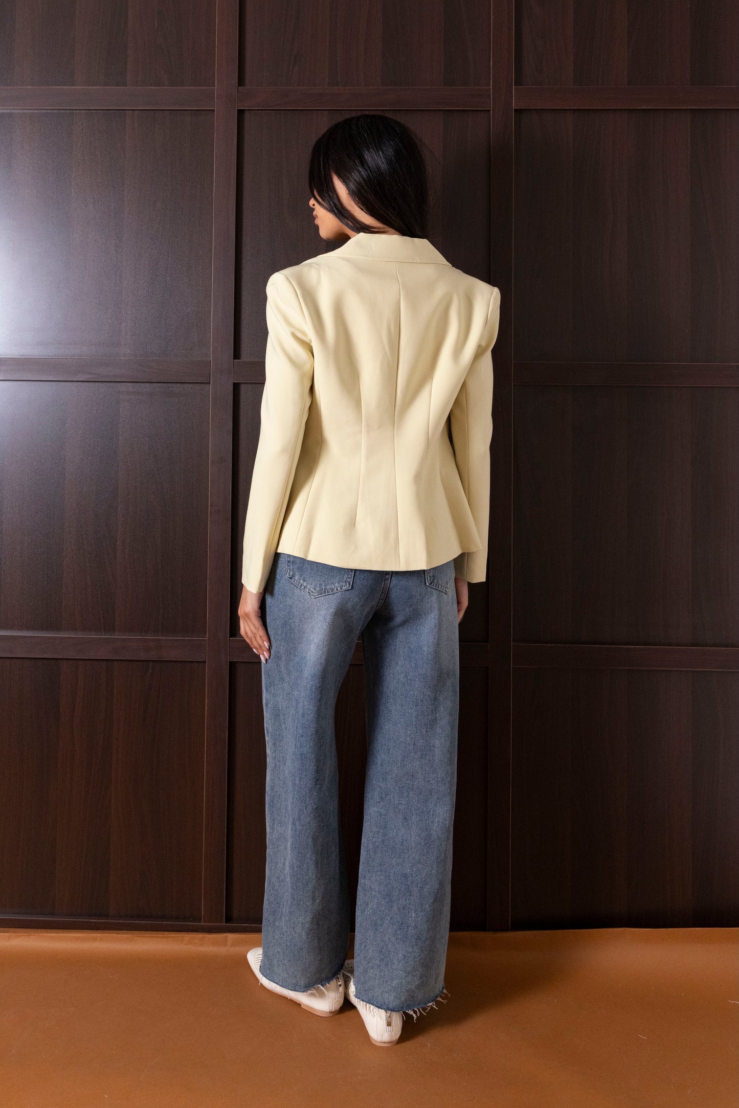 Short Structured Yellow Collared Jacket