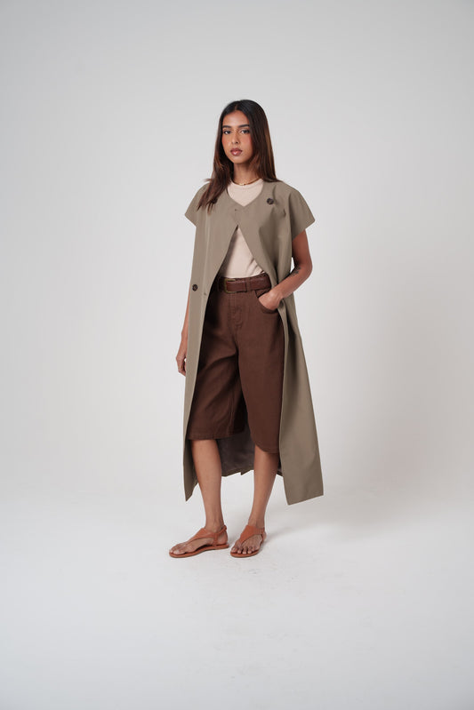 Short Sleeve Khaki Trench