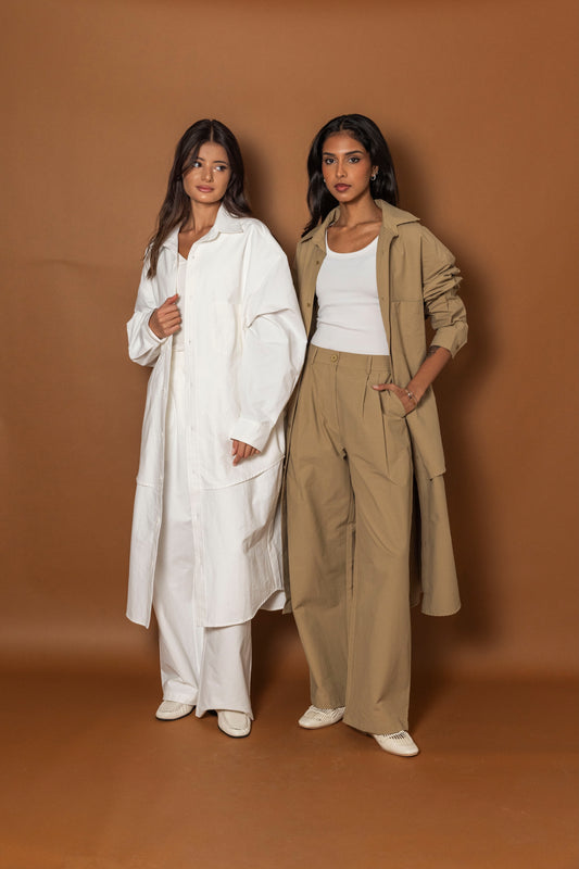 Poplin Long Double Layered Shirt - Set