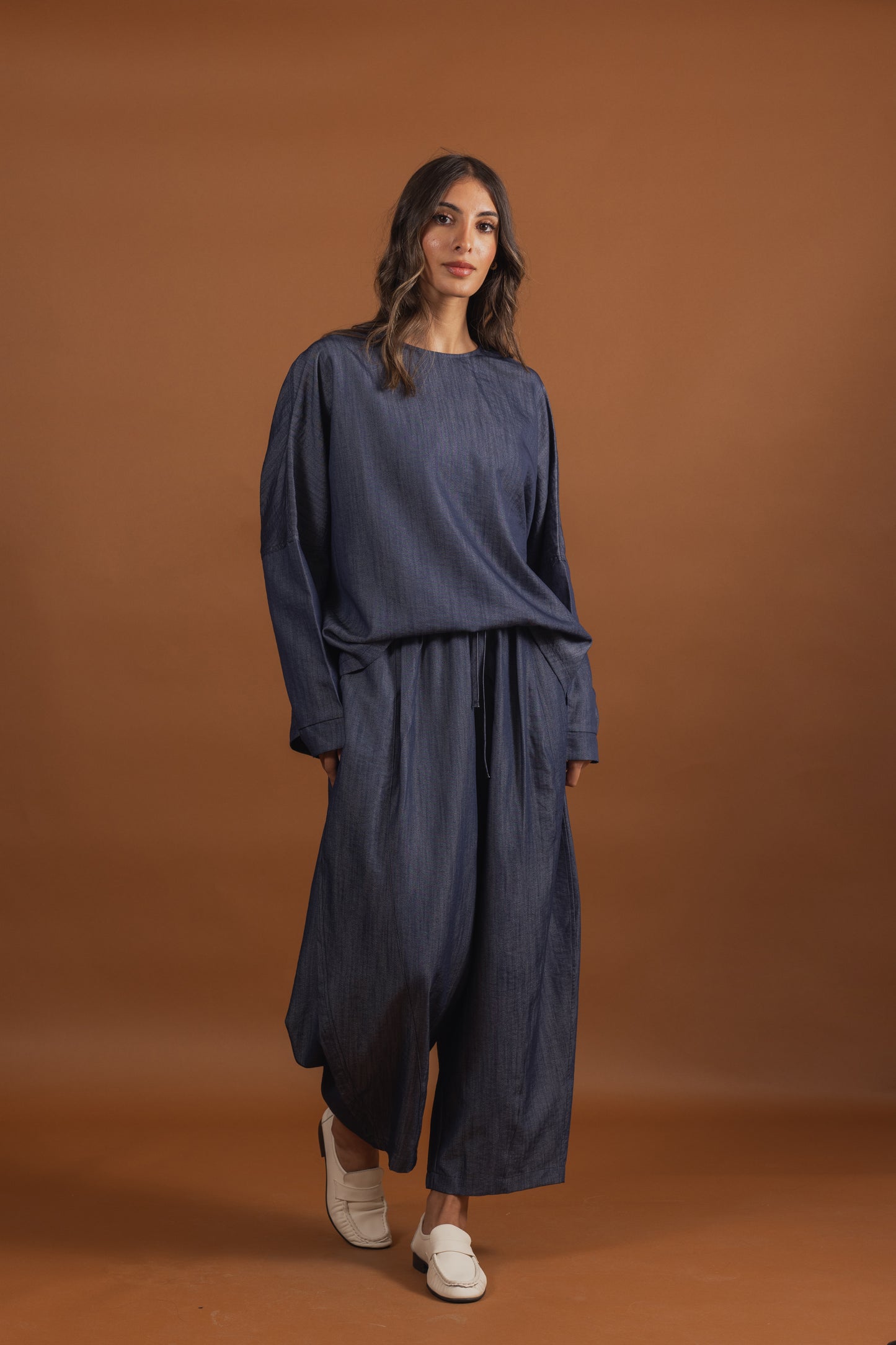 Light Denim Balloon Pants Set