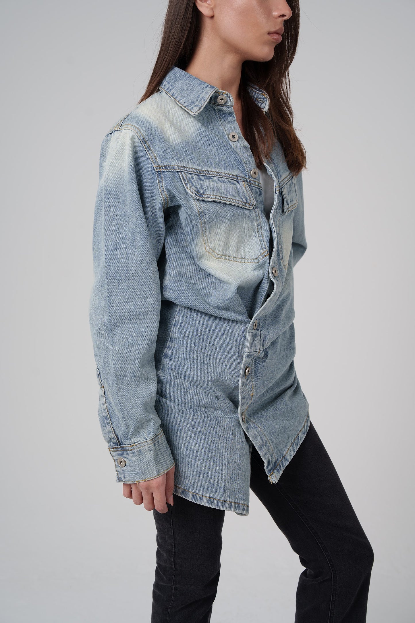 Denim Button-Down Top