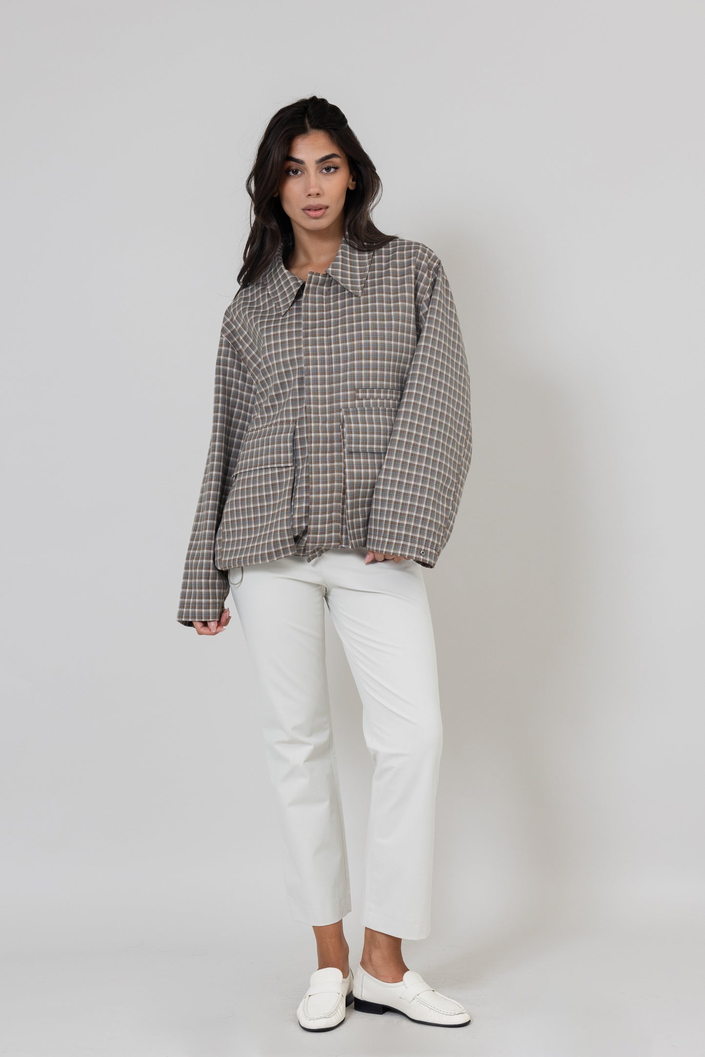 Plaid Jacket with Pockets