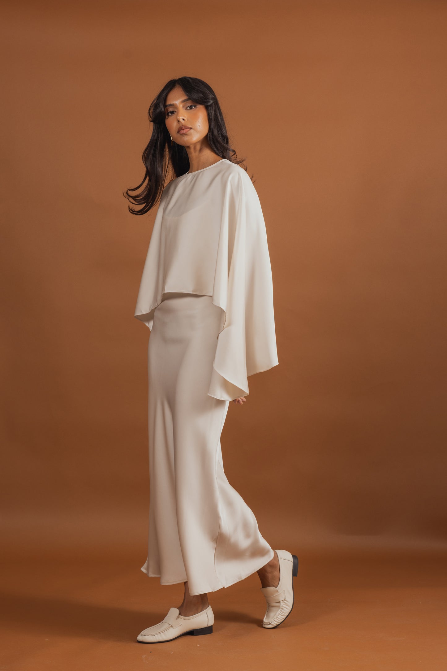 Ivory Silk Dress with Short Shlah