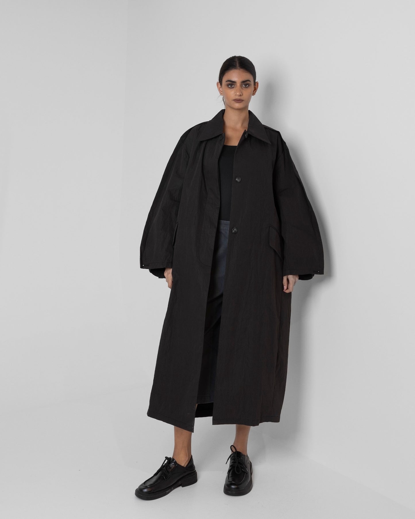 Long Black Collared Jacket
