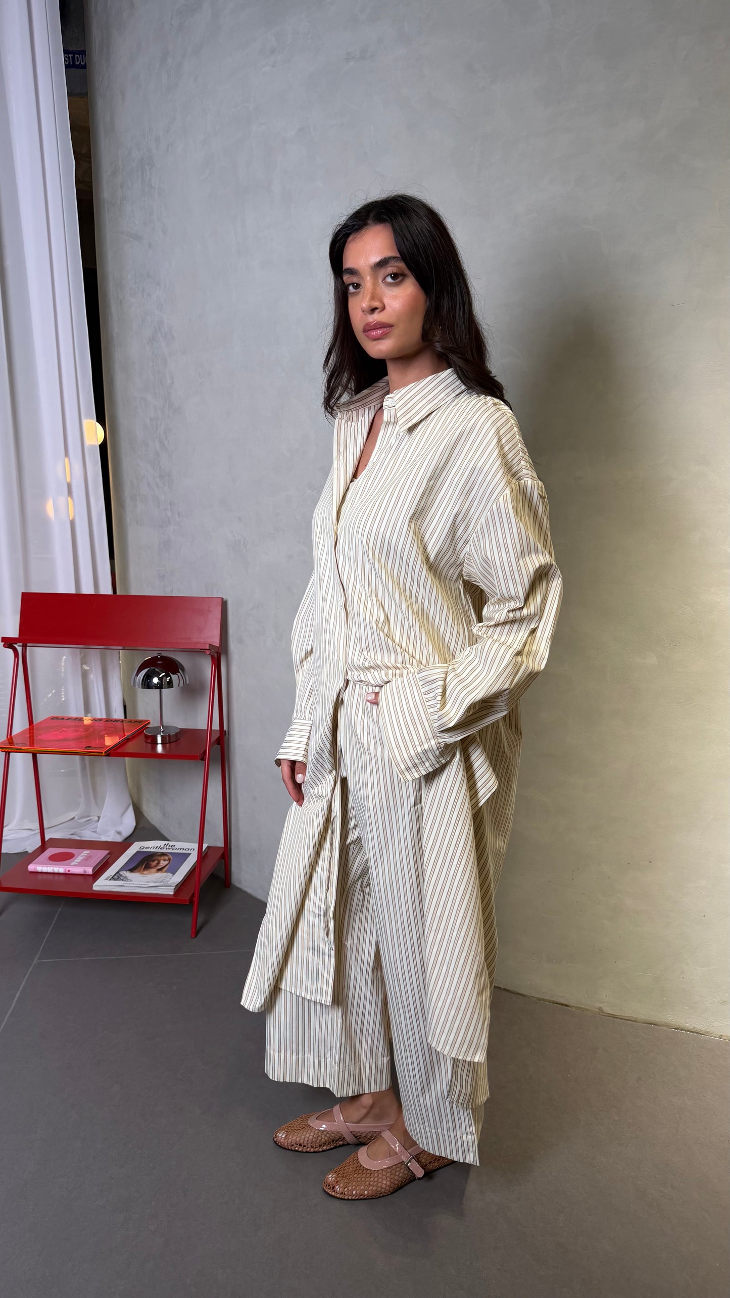 Striped Summer Set with Long Shirt