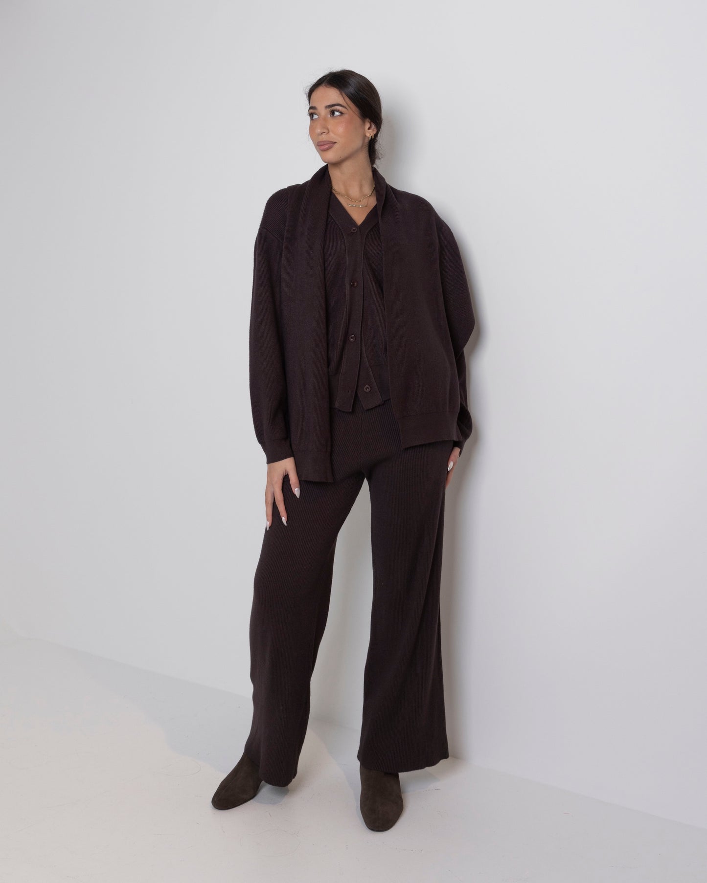 Brown Knitted 2 Piece Set