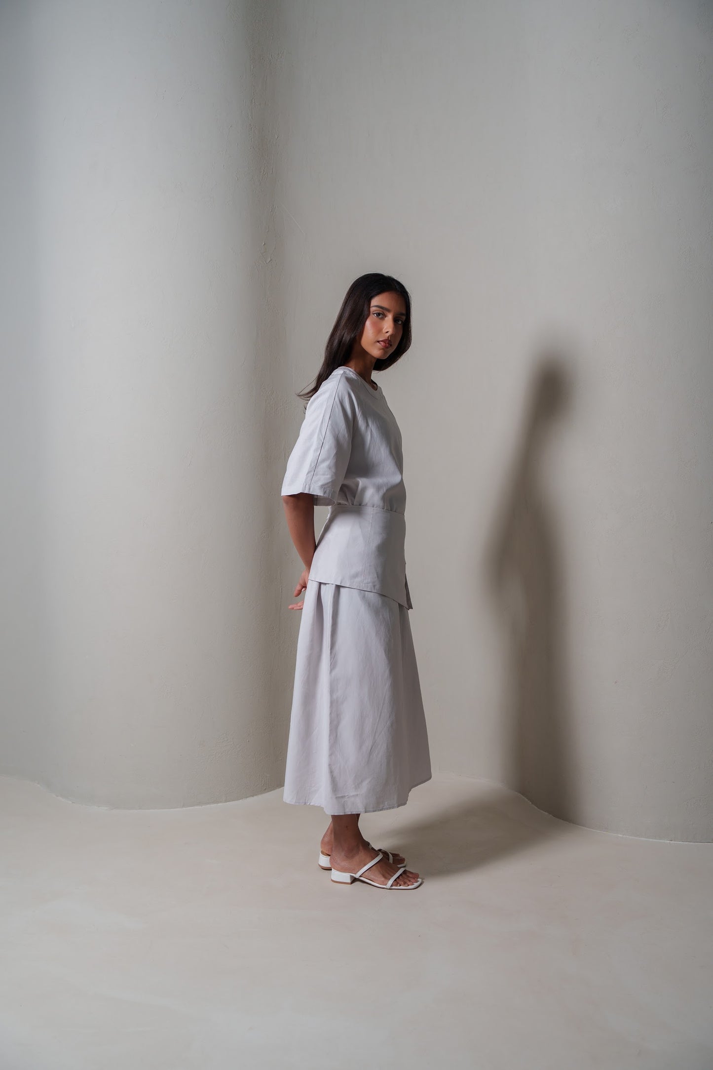 Modern Grey Belted Dress