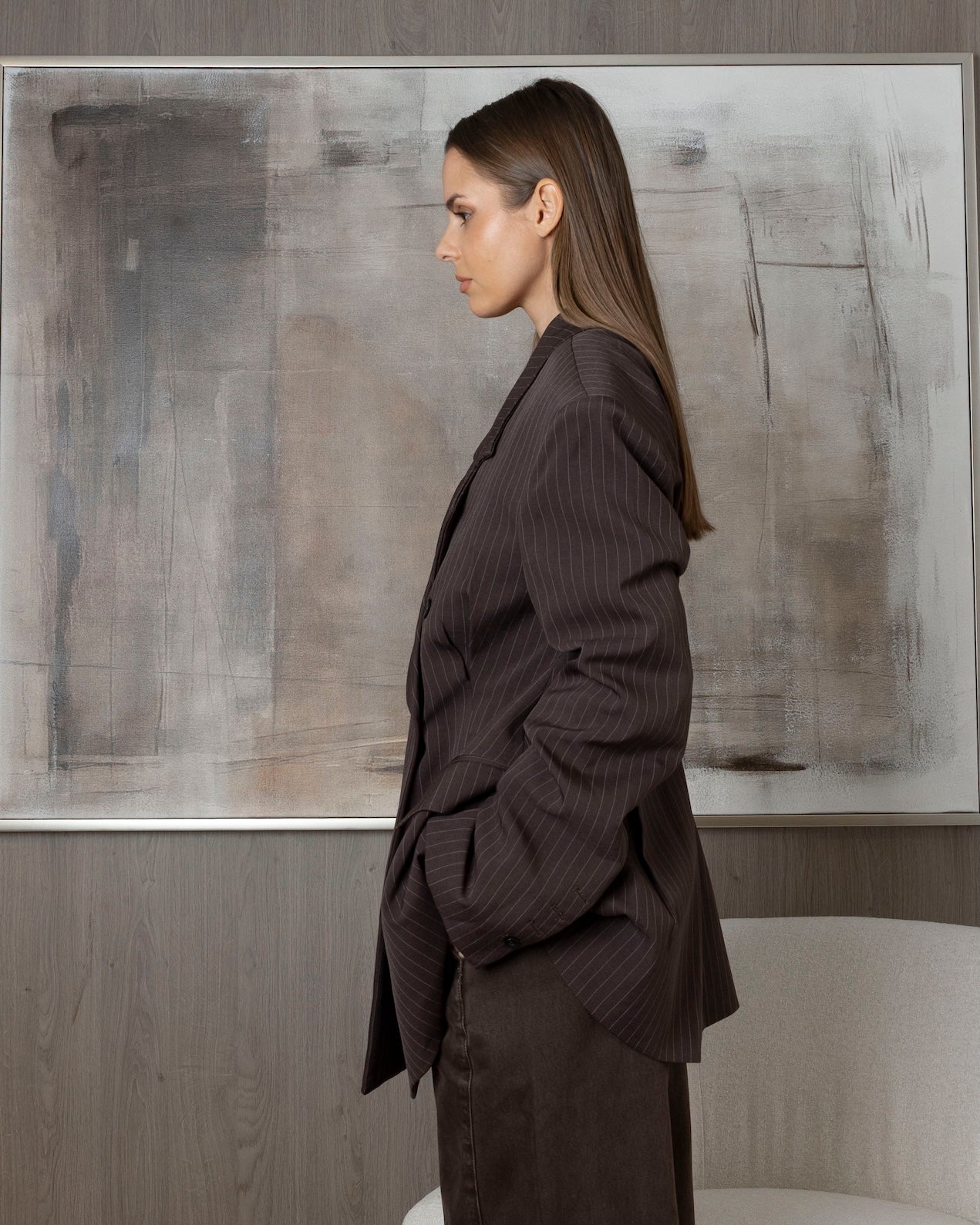 Oversized Striped Suit Jacket