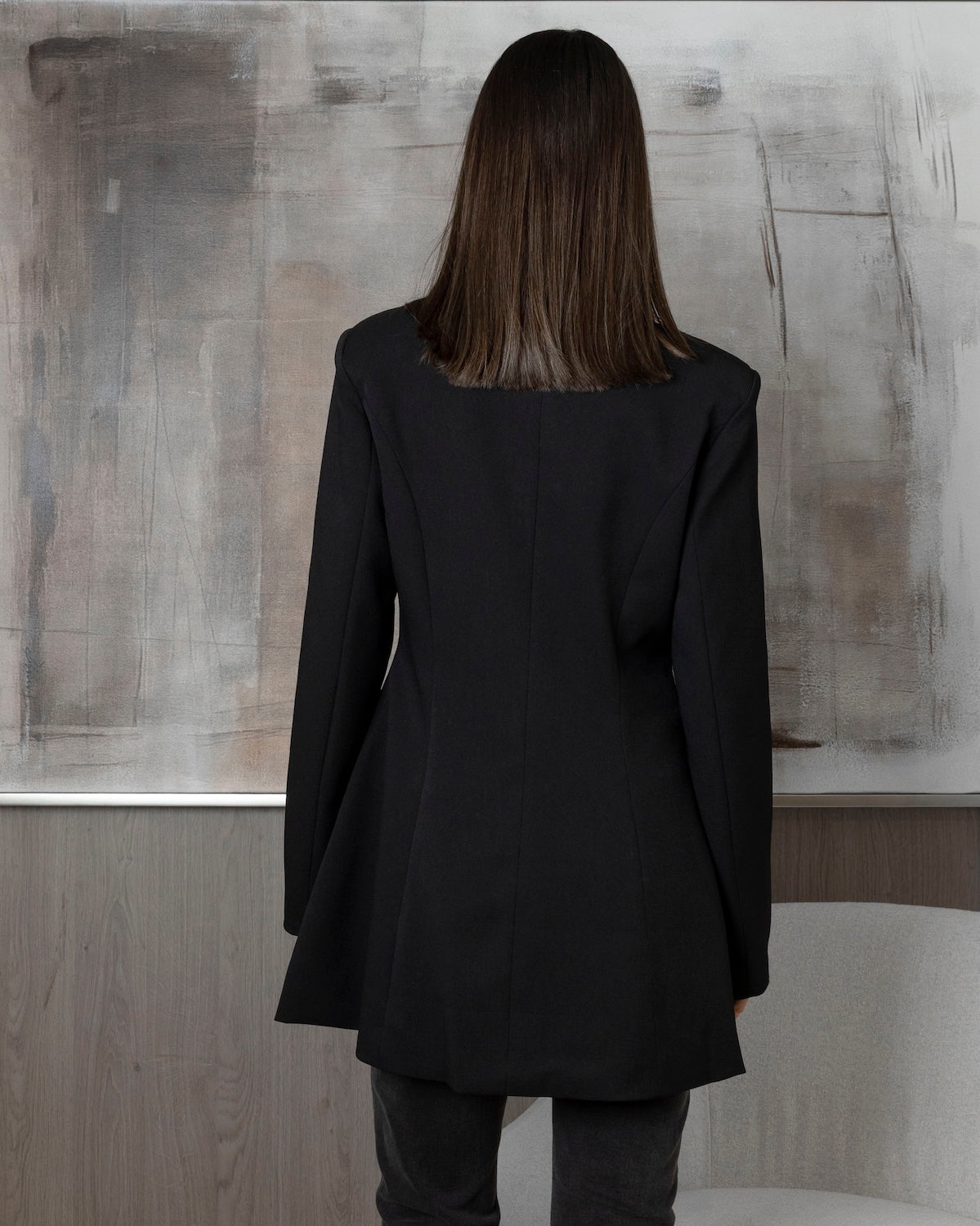 Black Waisted Buttoned Blazer