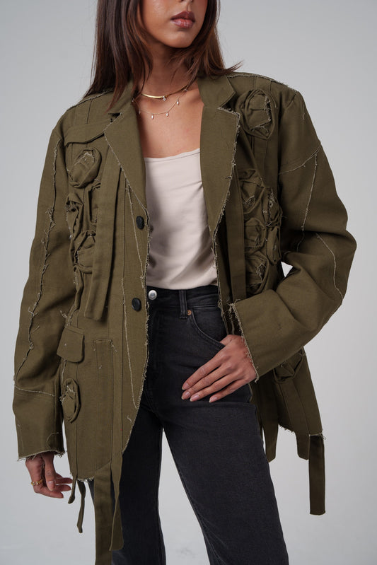 Deconstructed Green Patchwork Blazer