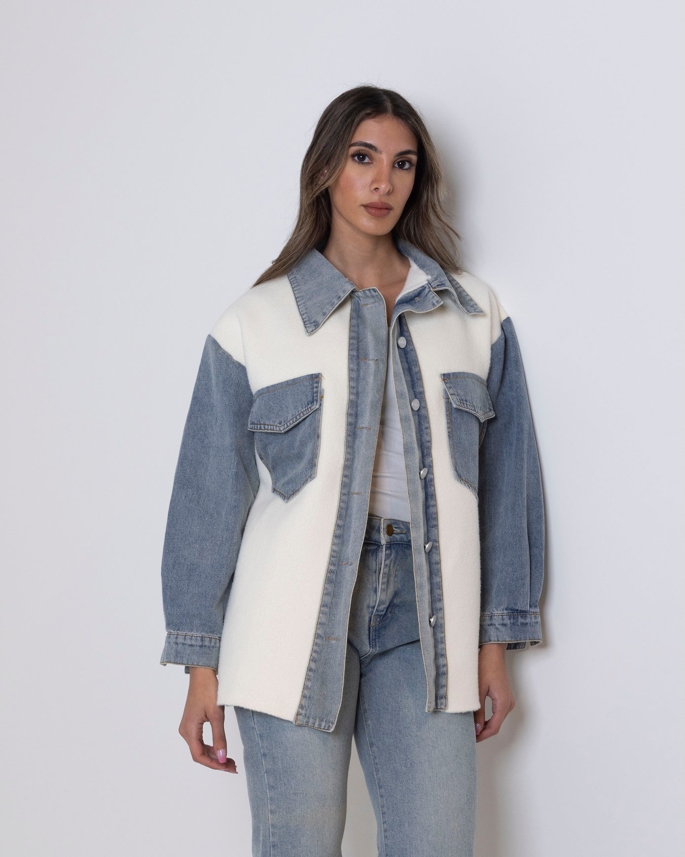 Denim X White Shirt Jacket